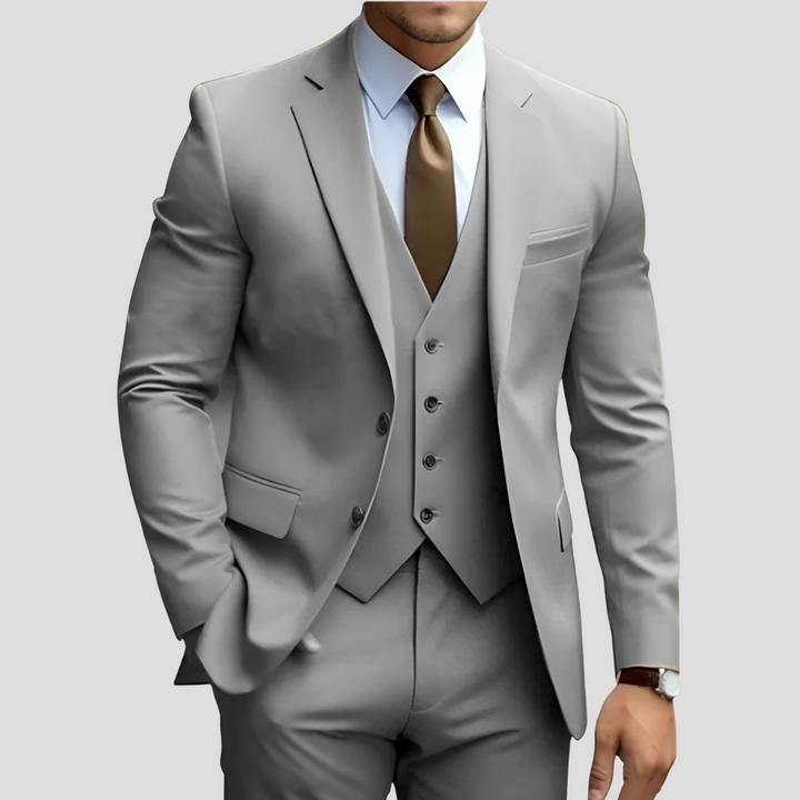 Elegant 3-delig beige slim fit herenpak