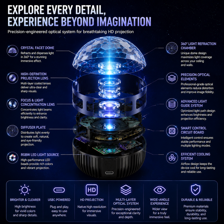 360° Dynamische Galaxy-sterrenhemelprojector nachtlampje met zwanenhals en USB-voeding