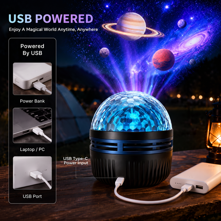 360° Dynamische Galaxy-sterrenhemelprojector nachtlampje met zwanenhals en USB-voeding