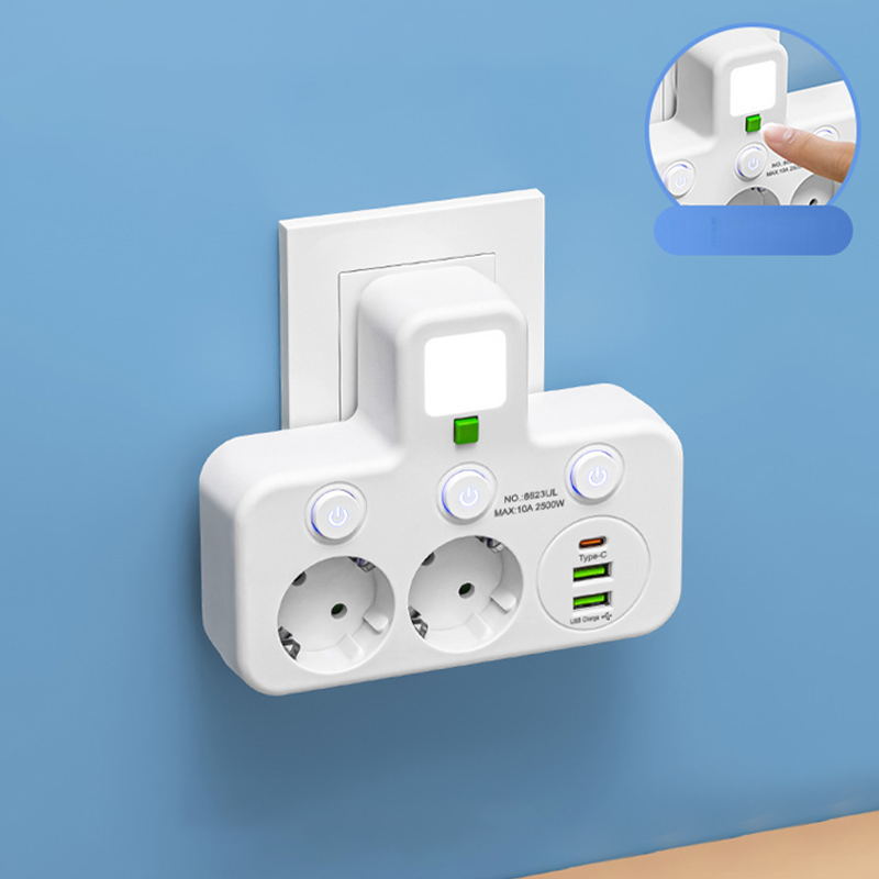 Stekkerdoos met USB en schakelaars | Overspanningsbeveiliging 2500 W