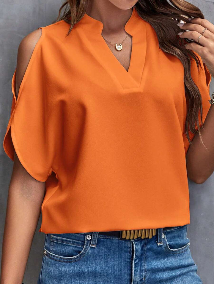 Oranje Vintage Dames Shirt met Schouderdetails