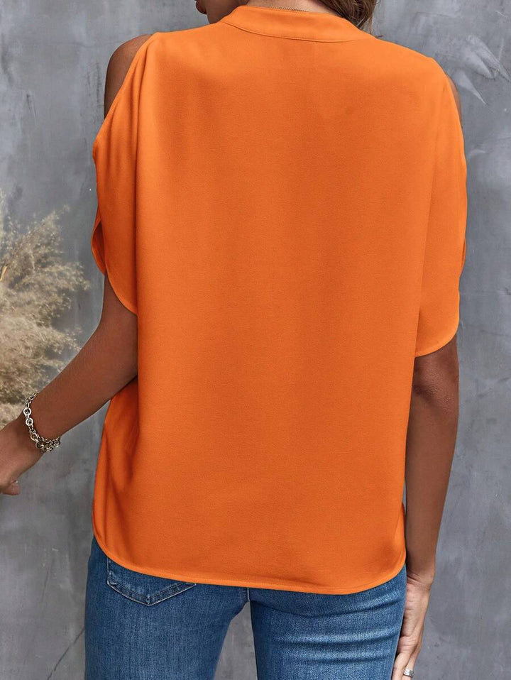 Oranje Vintage Dames Shirt met Schouderdetails