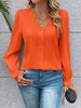 Zomerse V-hals Blouse met Opengewerkt Detail