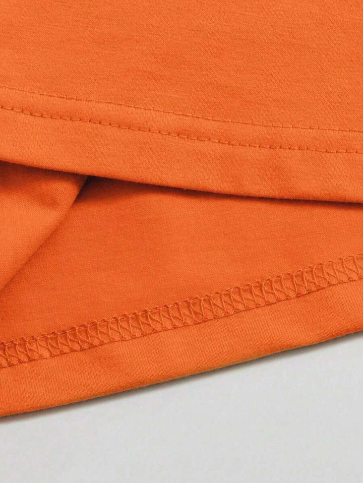 Oranje Heren T-shirt met Cartoon Pompoenprint