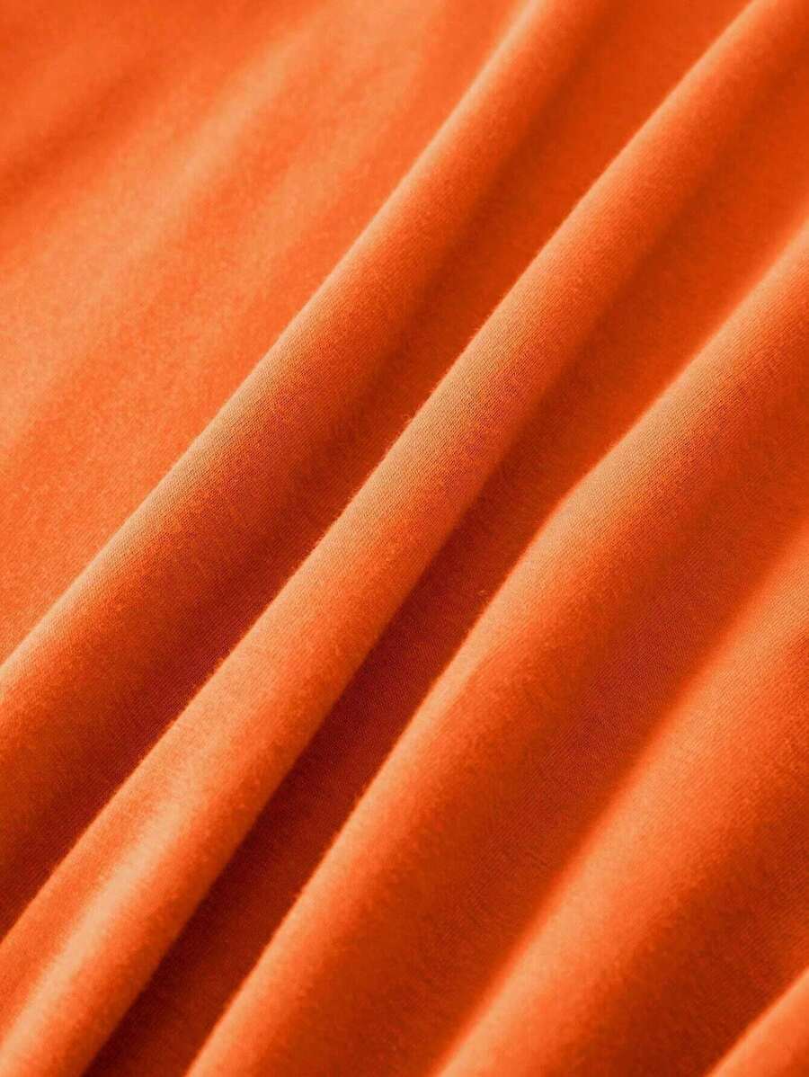 Oranje Heren T-shirt met Cartoon Pompoenprint