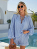 Gestreepte 2-Delige Strandoutfit met Lantern Mouwen