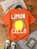 Oranje Dames T-shirt met Fruitprint en Tekst