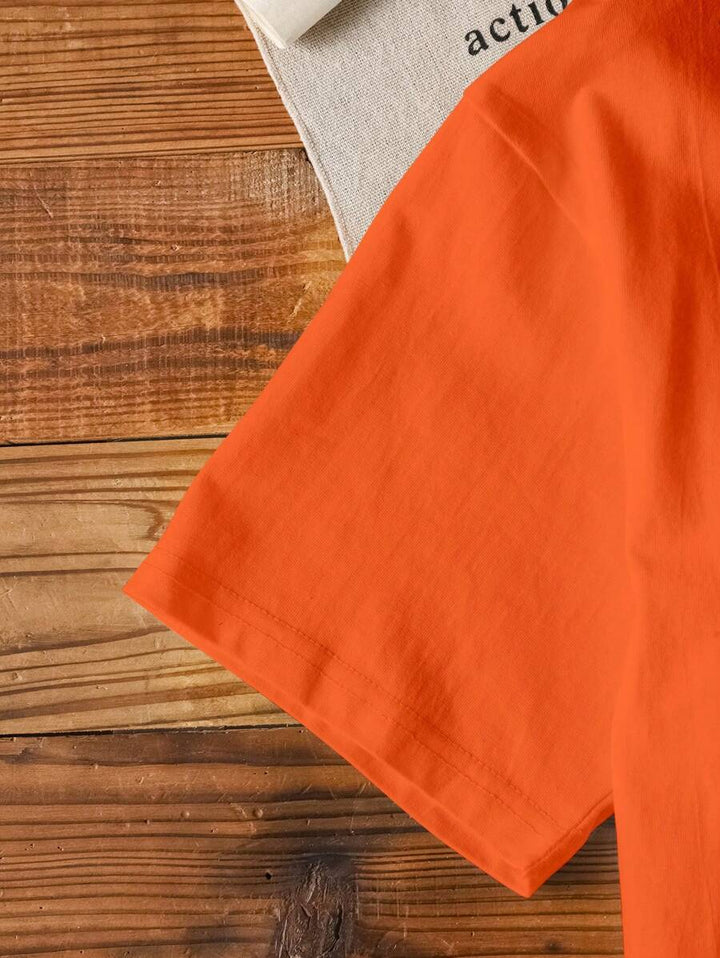 Oranje Dames T-shirt met Fruitprint en Tekst