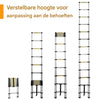 Telescopische uitschuifbare ladder met verstelbare hoogte