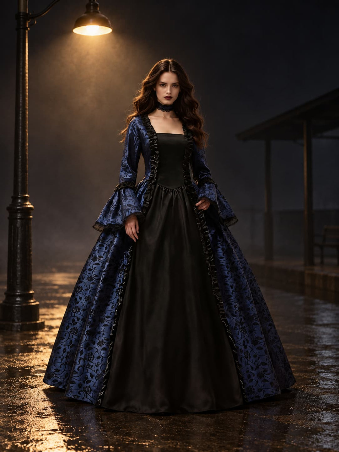 Gothic vampierjurk voor dames met wijd uitlopende mouwen, Halloweenkostuum