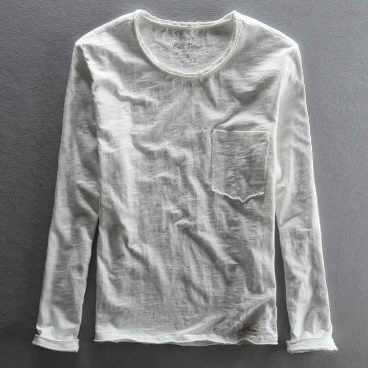 Vintage Katoenen Longsleeve met O-hals voor Heren
