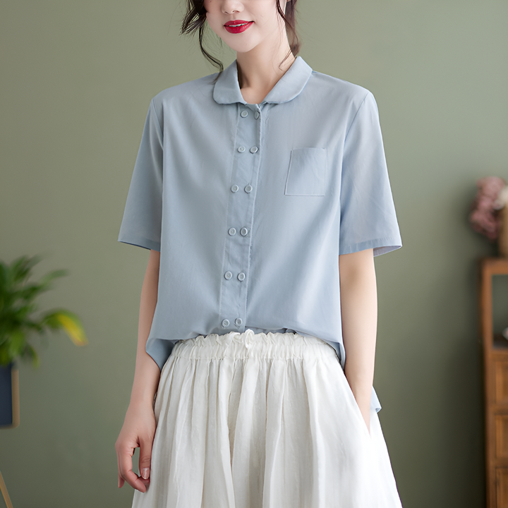 Relaxed Fit Blouse van Katoen en Linnen voor Dames
