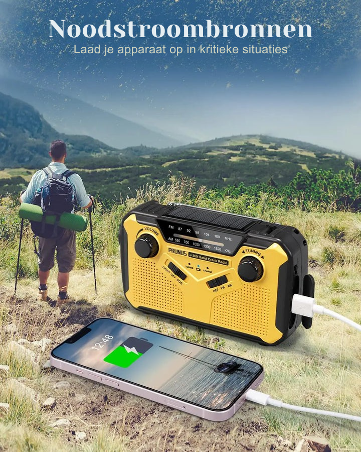 Draagbare Solar & Dynamo Noodradio met LED en Powerbank