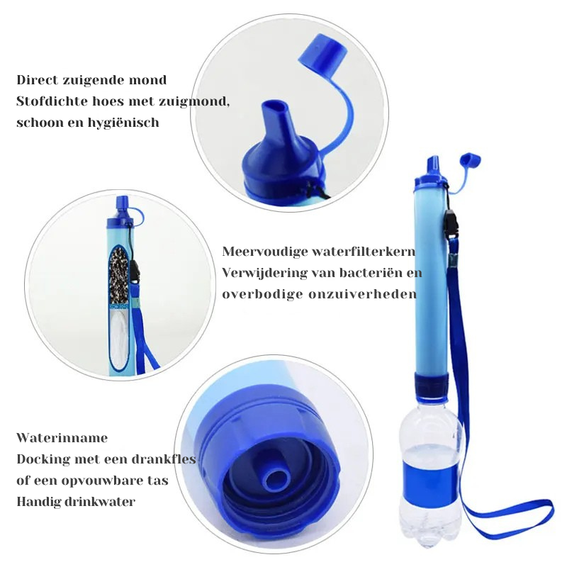 Draagbaar Waterfilter voor Outdoor & Noodgebruik
