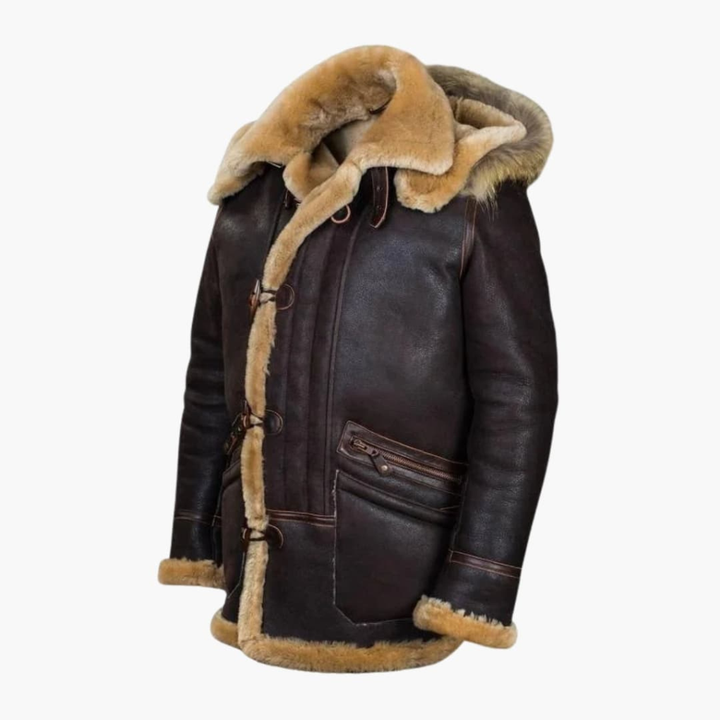 Heren Winterjack met Schapenvacht Capuchon