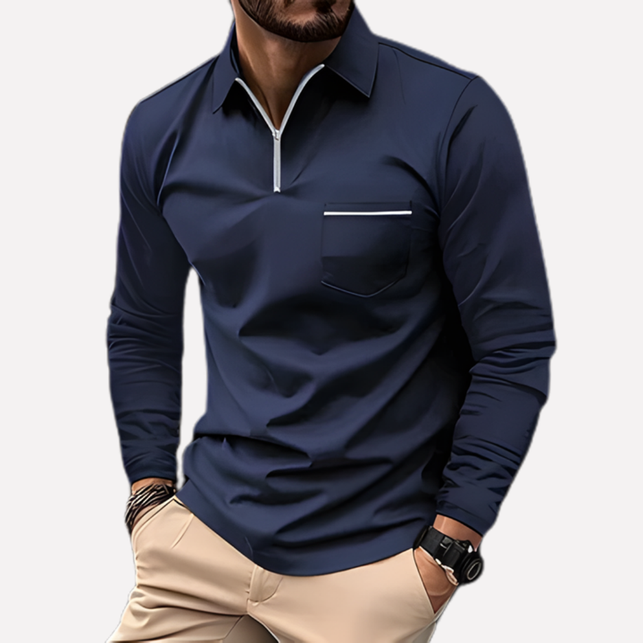 Hugo Polo shirt met lange mouwen voor heren met borstzak