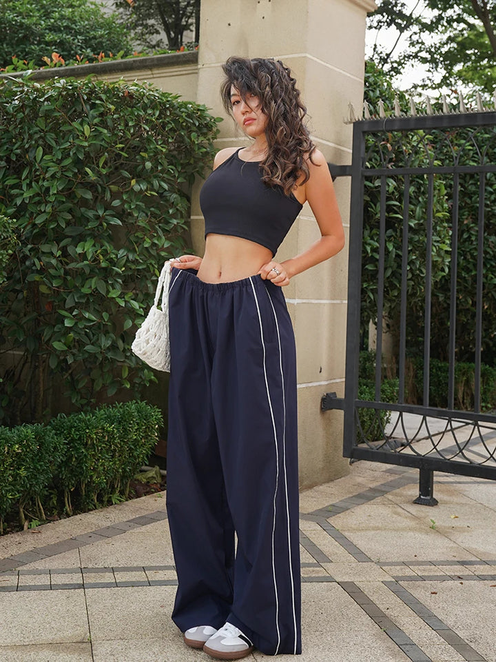 Baggy Cargo Parachute Pants met Trekkoord en Lage Taille