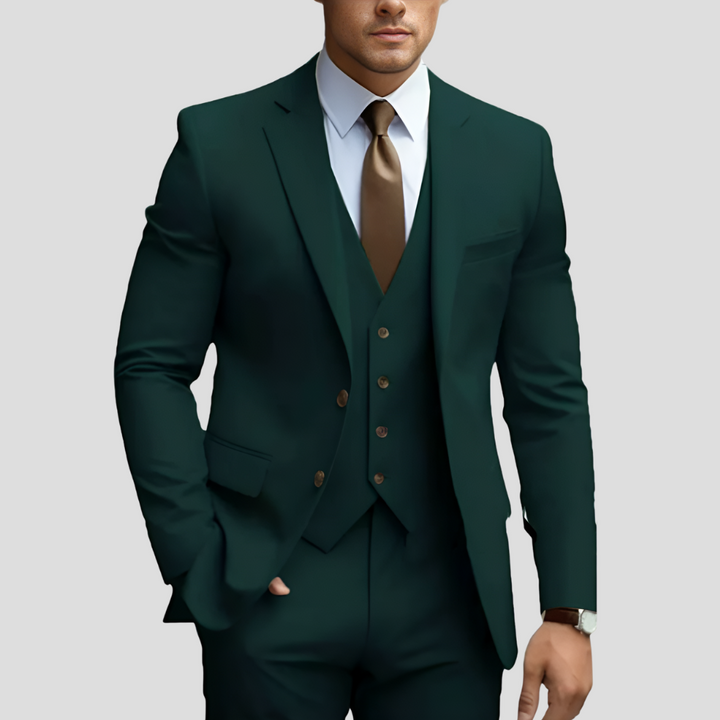 Elegant 3-delig beige slim fit herenpak