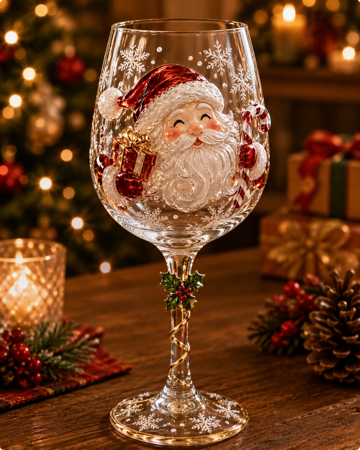 3D-wijnglazen voor Kerstmis – feestelijk drinkplezier met kerstsfeer
