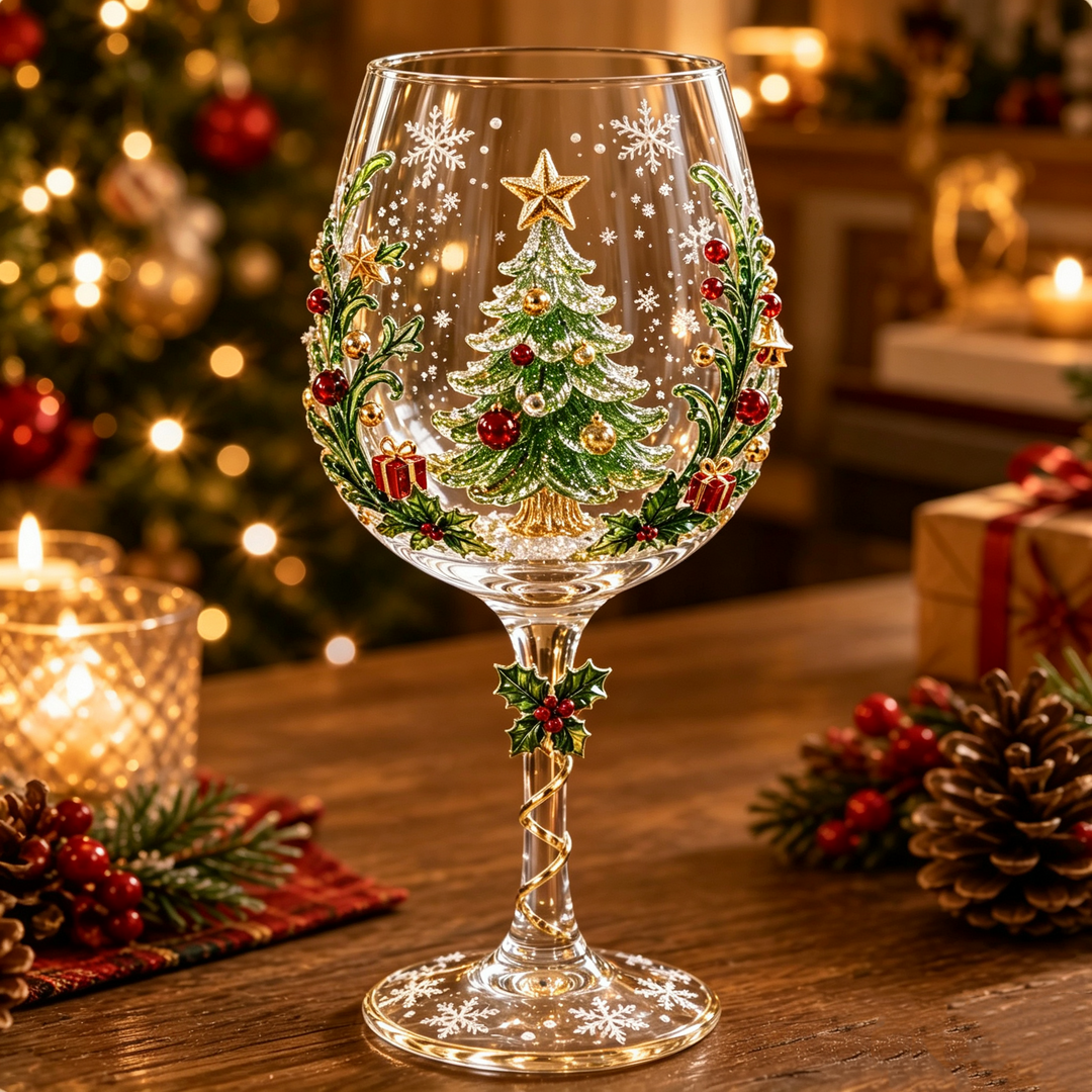 3D-wijnglazen voor Kerstmis – feestelijk drinkplezier met kerstsfeer