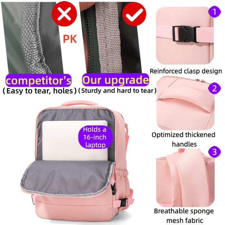 Handbagagerugzak met grote inhoud en schoenenvak