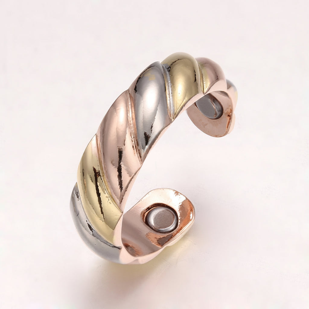 Vintage Three-Color Open-End Magnetic Red Copper Ring For Women