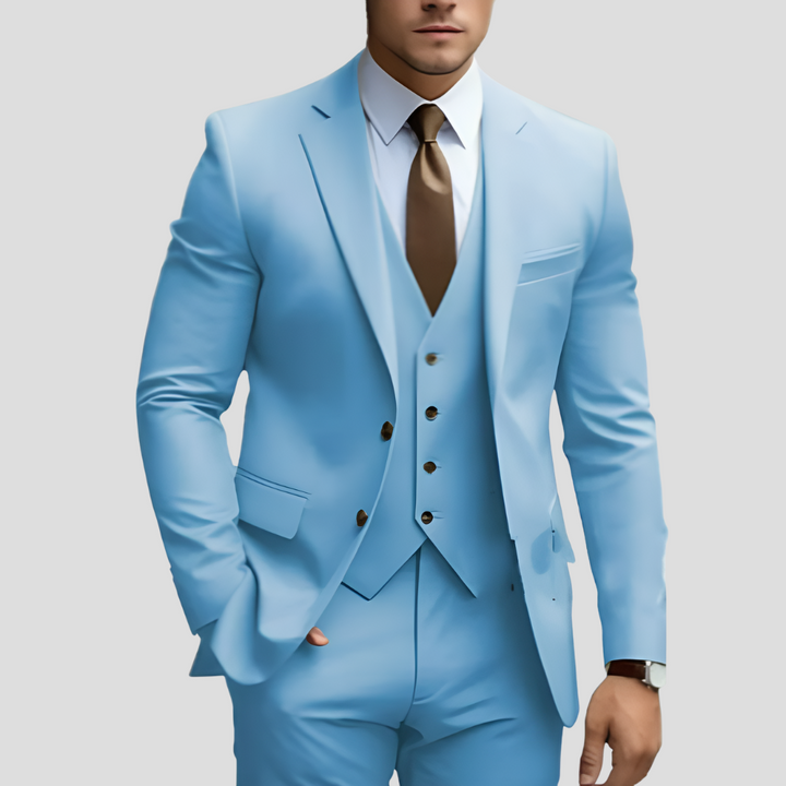 Elegant 3-delig beige slim fit herenpak