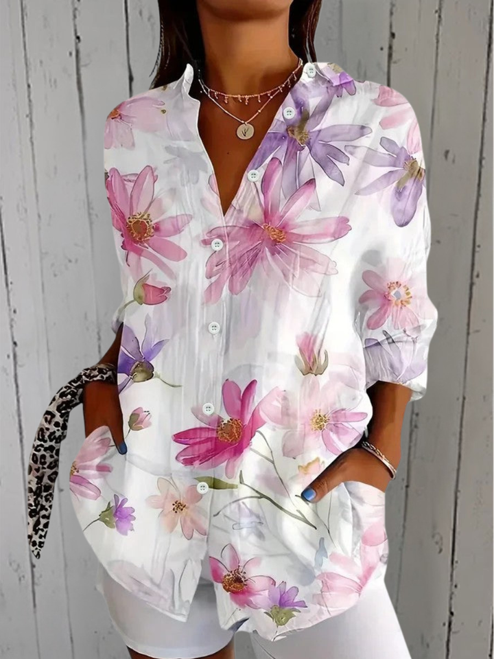 Anica-blouse met artistiek printmotief