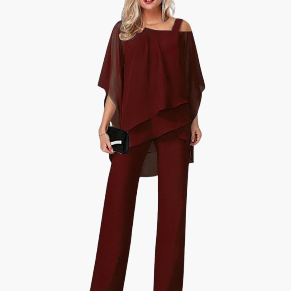 Dames Jumpsuit met Koude Schouder en Wijde Pijpen