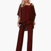 Dames Jumpsuit met Koude Schouder en Wijde Pijpen