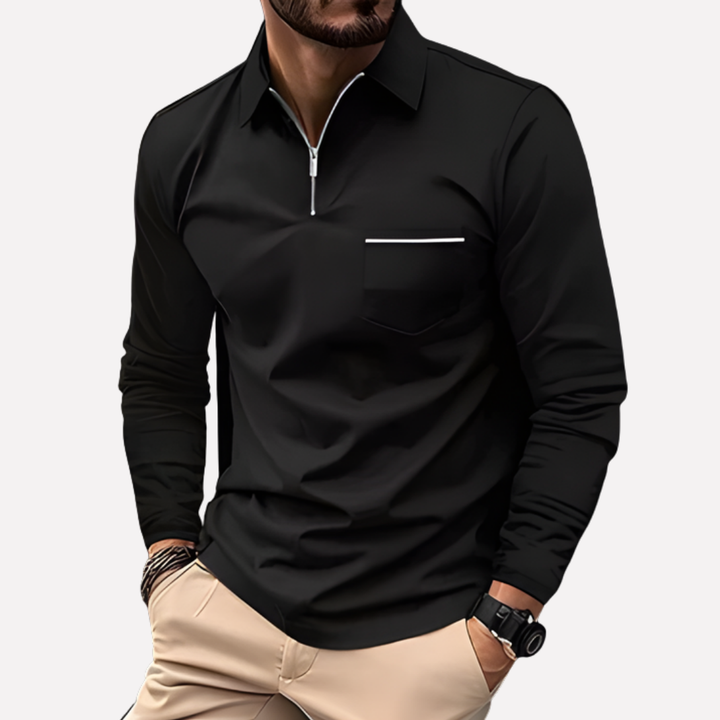 Hugo Polo shirt met lange mouwen voor heren met borstzak