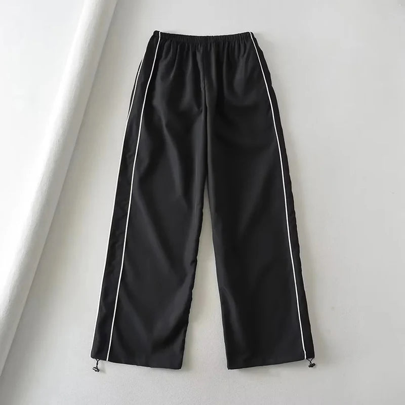 Baggy Cargo Parachute Pants met Trekkoord en Lage Taille