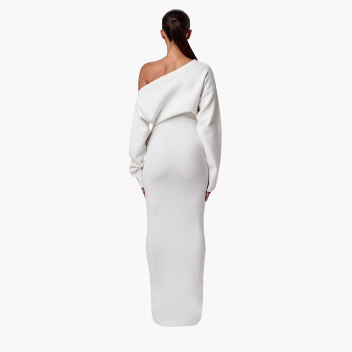 Off-Shoulder Gebreide Jurk voor Dames – Elegante Avondjurk