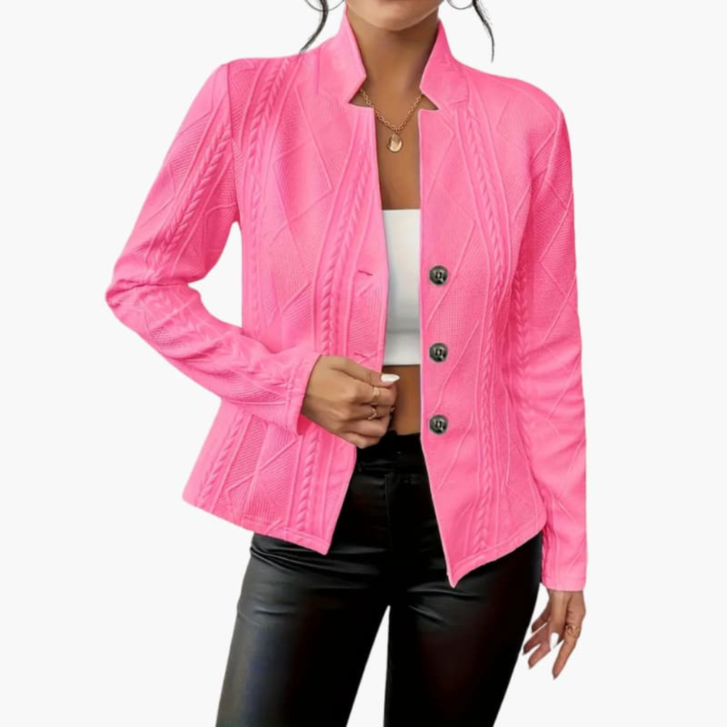 Dames Blazer met Reverskraag en Knopen Sluiting