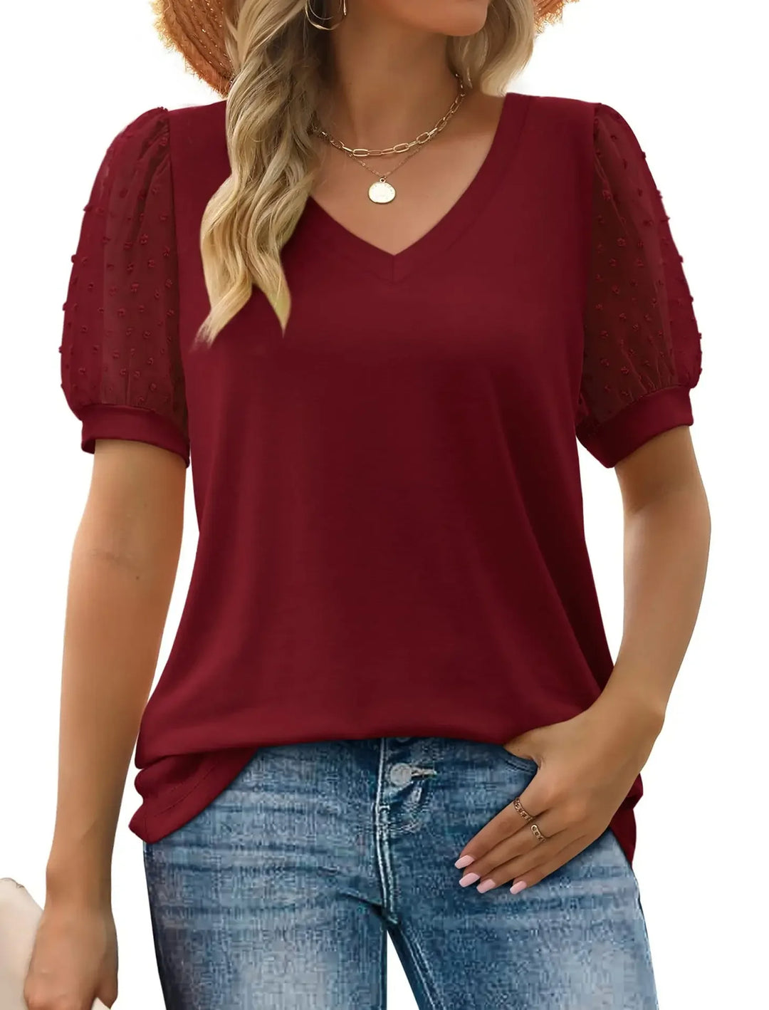 Emma – Elegante Linnen Dames V-Hals Top voor een Stijlvolle Look