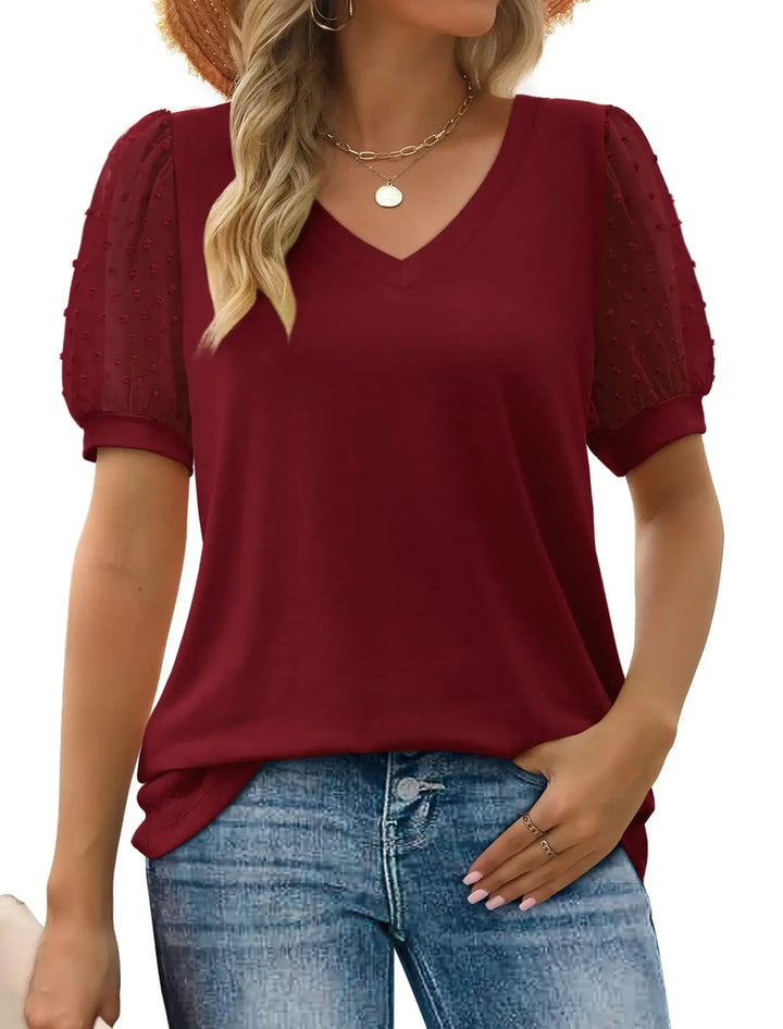 Emma – Elegante Linnen Dames V-Hals Top voor een Stijlvolle Look