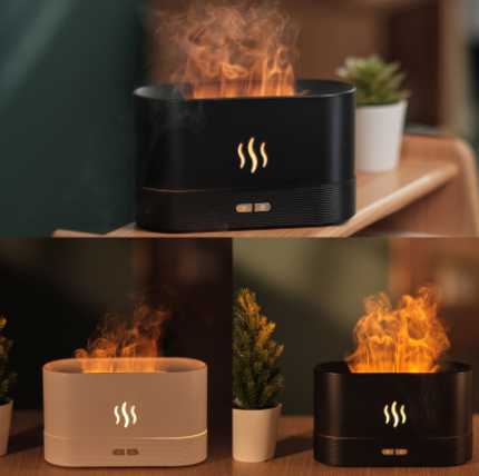 Aroma diffuser met vlameffect en 180 ml tank, stil en op USB