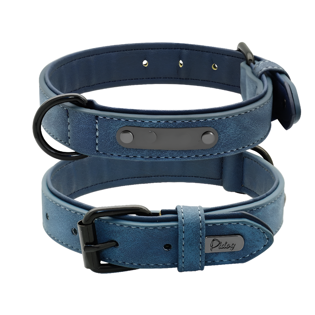Lederen Gegraveerde Hondenhalsband