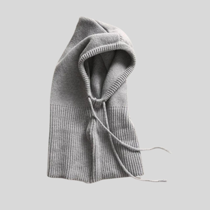 Gebreide winterse nekwarmer met capuchon