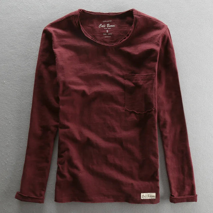 Vintage Katoenen Longsleeve met O-hals voor Heren