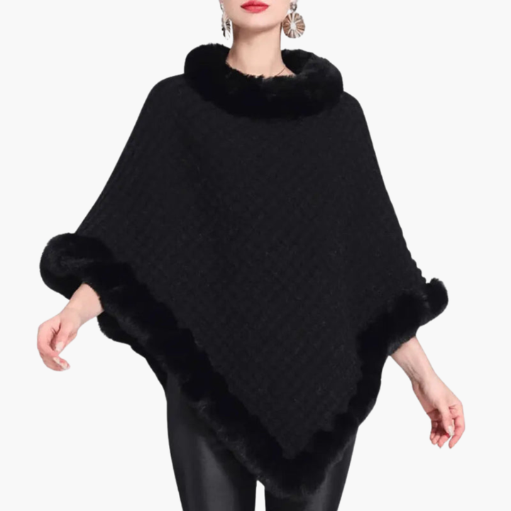 Vrouwen Trui Poncho met Neppels Trim en Oversized Pasvorm