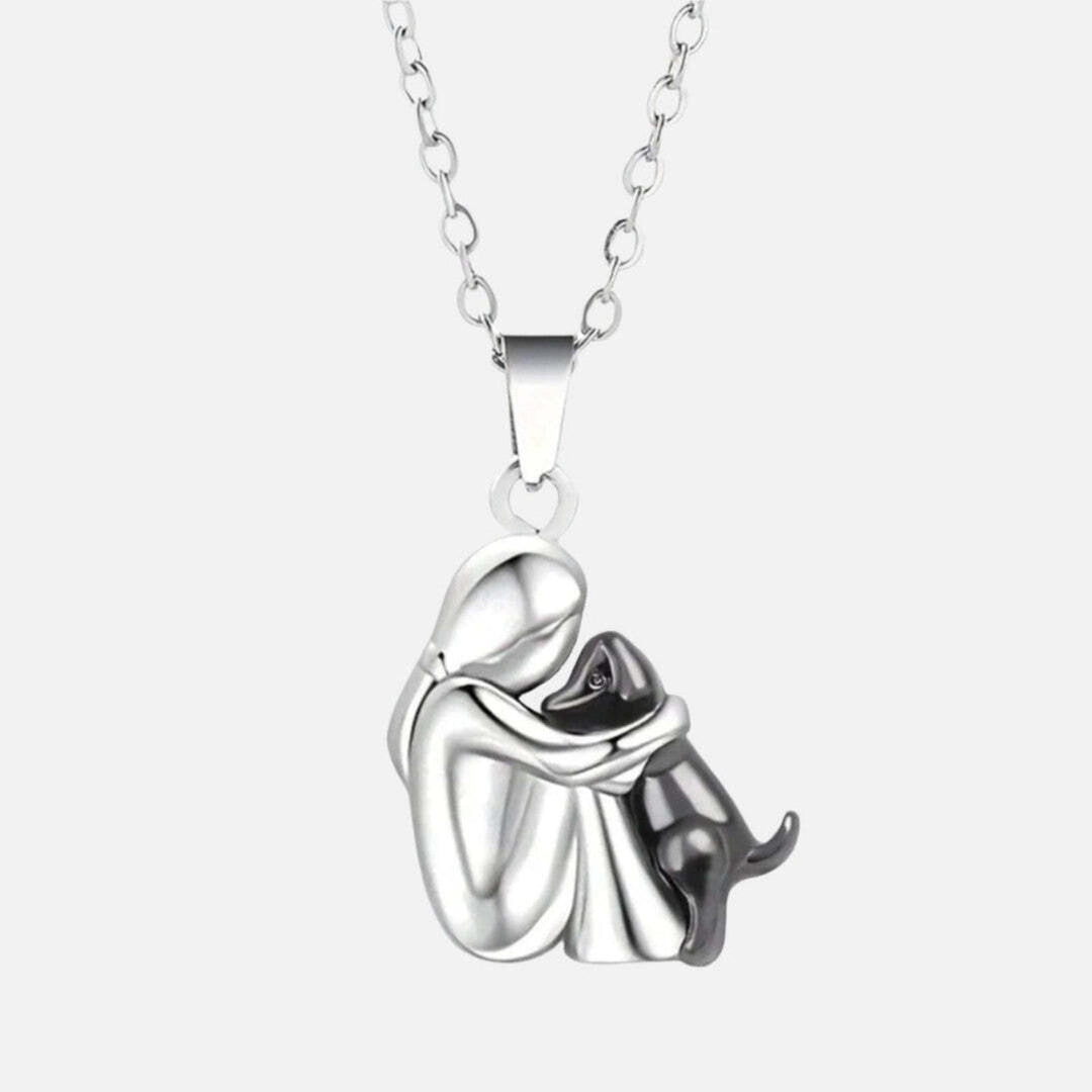 Halsketting met hond-omarming-hanger "Voor altijd in je hart