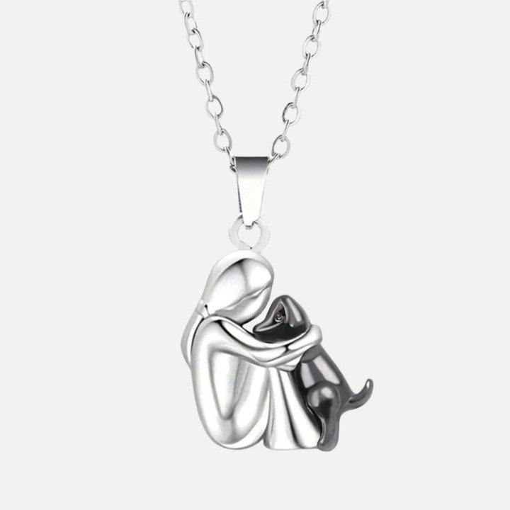 Halsketting met hond-omarming-hanger "Voor altijd in je hart
