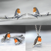 Oliegekleurde Vogel Ring & Ketting Set