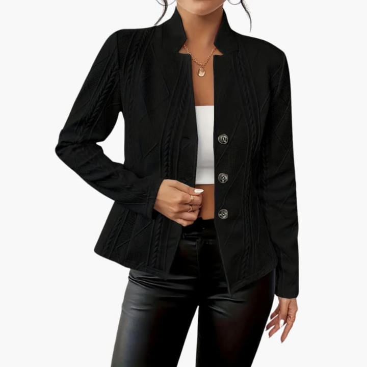 Dames Blazer met Reverskraag en Knopen Sluiting