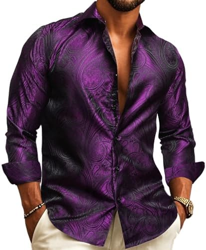 Herenoverhemd met paisley-jacquard – model met lange mouwen voor bruiloften en avondkleding