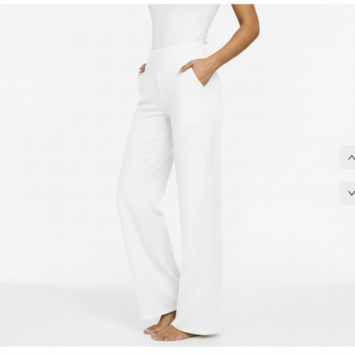 Pocket Knitted Straight High Waist Trousers