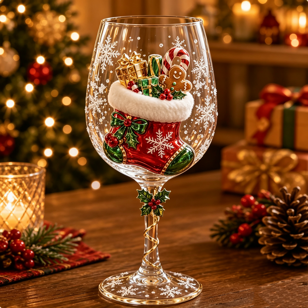 3D-wijnglazen voor Kerstmis – feestelijk drinkplezier met kerstsfeer