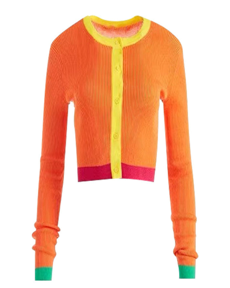 Oranje Crop Top met Sportieve Pasvorm en Zomerse Flair