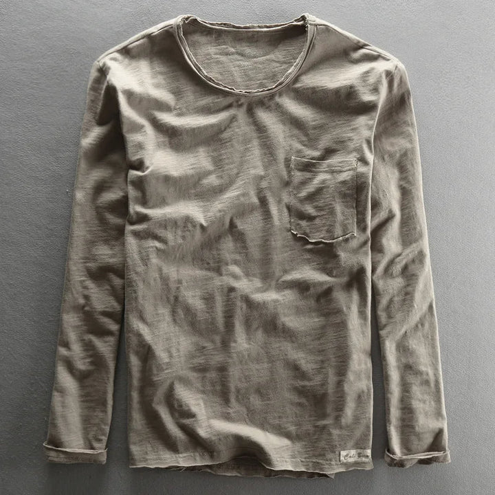 Vintage Katoenen Longsleeve met O-hals voor Heren